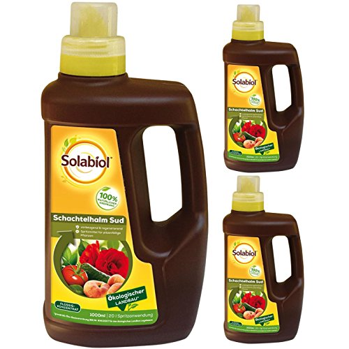 Preisvergleich Produktbild SBM Solabiol GARDOPIA Sparpaket: 3 x 1000ml Schachtelhalm Sud Konzentrat Pflanzenstärkungsmittel + Gardopia Zeckenzange mit Lupe