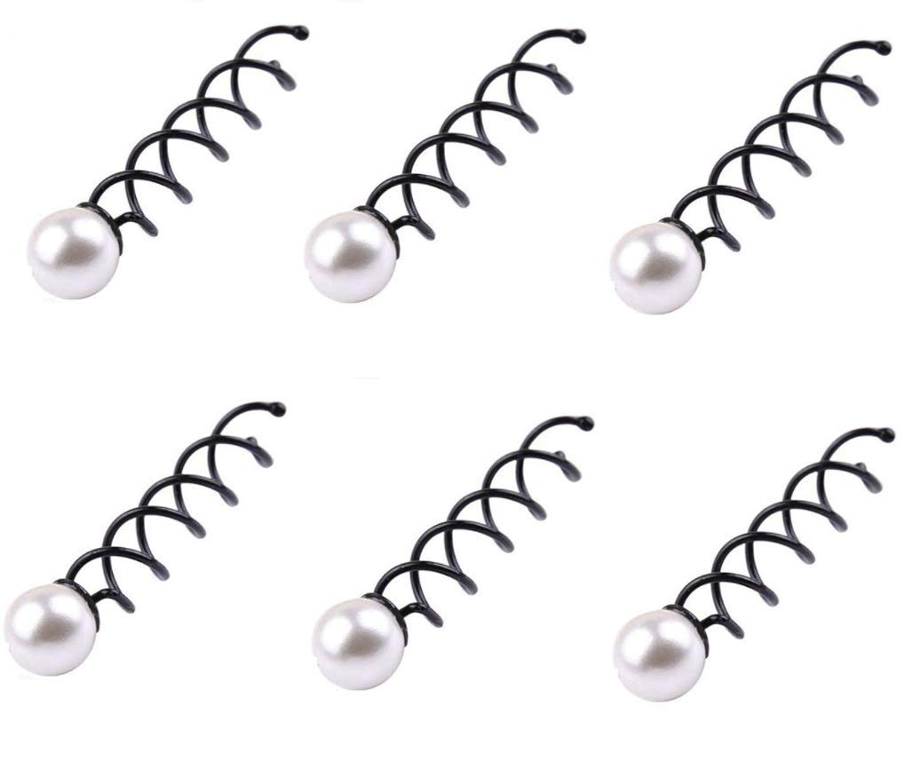 LASSUM 10 Pack Pearl Spiral Hair Pin Clip Bun Stick Spin Screw Twist Barrette for Women Hair Styling Tools
