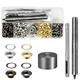 COOLBOTANG 両面ハトメ 4mm (両面ハトメ4色400組＋はと目工具3個)) ハトメ キット ホック打ち工具 レザークラフト 工具ハンドメイド 真鍮製 布革細工 服装 帽子 靴 ジーンズ アクセサリー 収納ケース付き DIY手作り [並行輸入品]