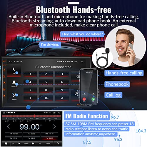Unitopsci Android Car Stereo Double Din Apple Carplay Android Auto, Bluetooth Car Radio 7 Inch Touch Screen Wifi Gps Navigation In Dash Video Receiver Split Screen Fm Sub With Backup Camera Usb Mic #TOP5