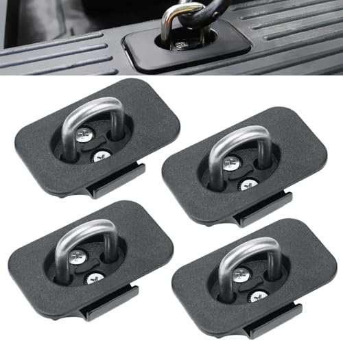 Retractable Truck Bed Tie Down Anchors with Raised Fit D-Ring, 4 Pack - Compatible with 2015-2025 Ford F-150, 2017-2025 F-250/F-350 Super Duty & Raptor, Secure Cargo Hooks for Truck Box