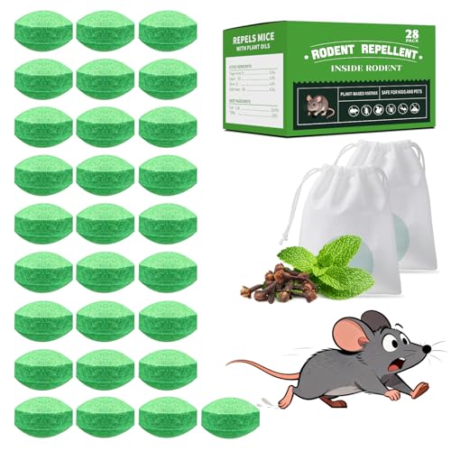 28-Pack Mouse Repellent for Indoor & Outdoor Use, Safe for Kitchen, Warehouse, Garden, Camper, Garage – Pet and Family Friendly