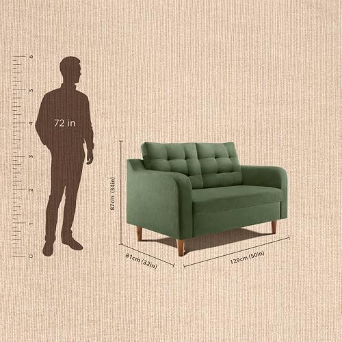 Image of Duroflex Ease Plus - 2 Seater Sofa Set for Living Room | 3 Year Warranty | Premium Wooden Frame Sofa | Anti-Pilling Fabric, Fade & Termite Resistant | Comfortable & Durable Couch - Chive (Green)