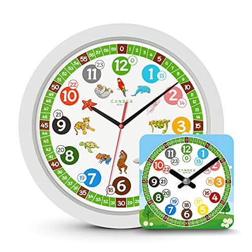 Cander Berlin MNU 1330 Horloge murale pour enfants de 30,5 cm de diamètre avec mécanisme silencieux