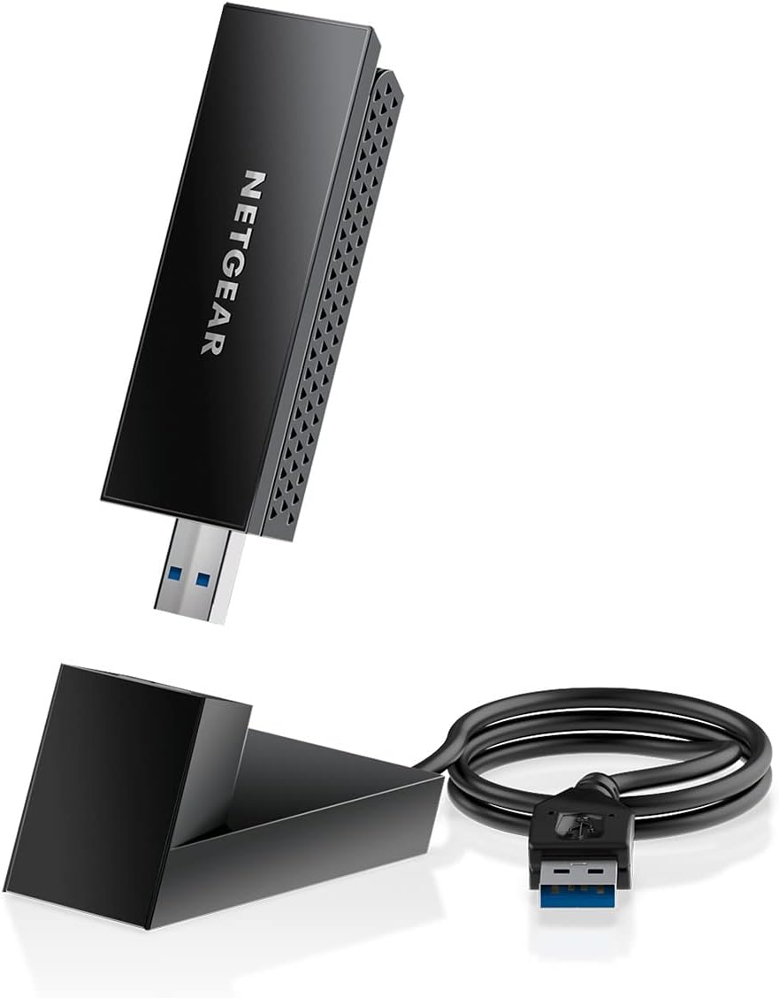 Nighthawk WiFi 6E USB 3.0 Adapter A8000 - USB WiFi 6 Key for PC - AXE3000 Gigabit Speed Wireless Tri-Band (up to 3Gbps) - New Band 6GHz - For Windows PC