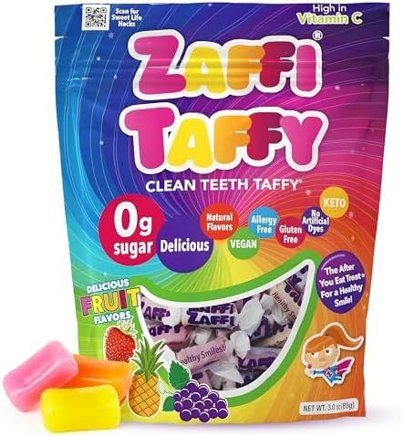 Zollipops Zaffi the Clean teeth Taffy,Natural fruit Variety 3 ounce