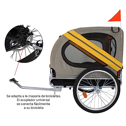 RACK & PACK Remolque para Bicicleta Perros Gatos Mascotas Soporta hasta 60 Kg 2 Puertas con Cierres Reforzados Reflejantes Nocturnos Ventilacion Maxima Quemacocos Correa Interna Carreola Perritos - Imagen 5
