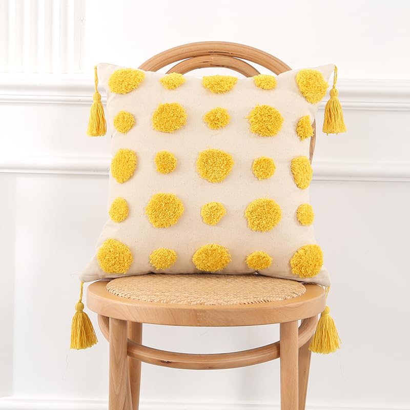 Taie d'oreiller colorée jaune B et vert pour un salon chaleureux et cosy