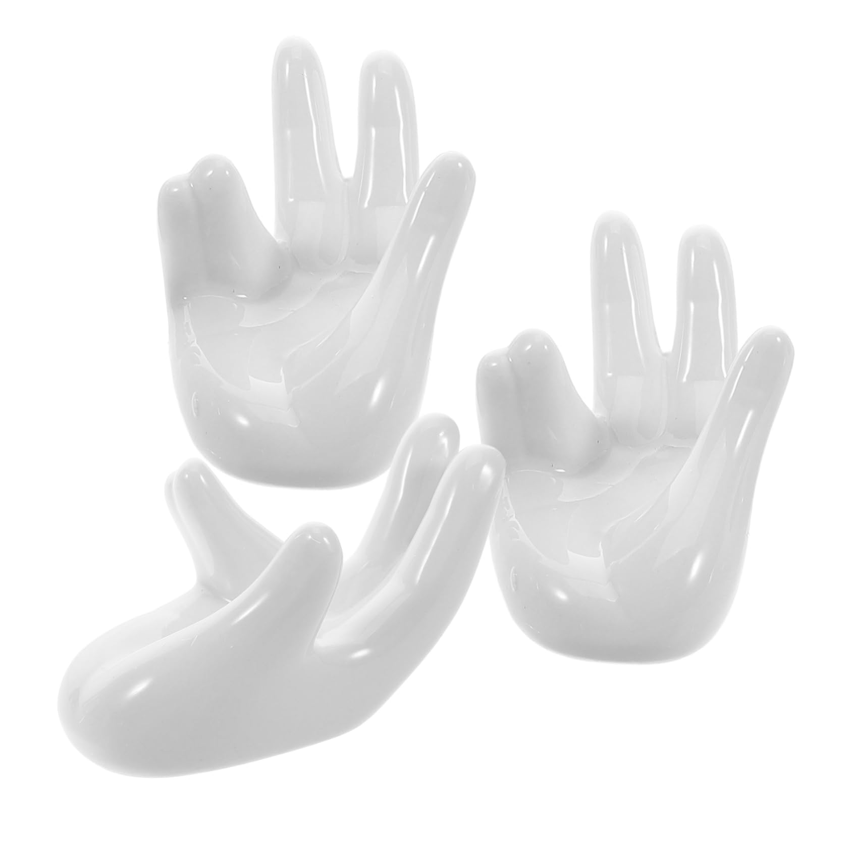 PEPLAYTAL 3pcs Hand-shaped Ceramic Egg Cup Stand Easter Egg Decorations Unique Kitchen Decor Decorative Holder for Home