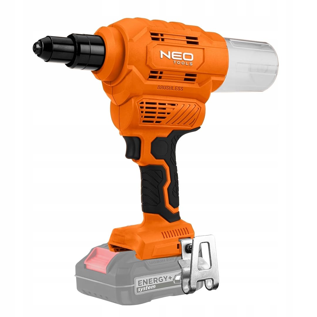 NEO TOOLS Nitownica akumulatorowa 12000 N – nitownica do nitów 2,4-6,4 – elektryczny pistolet do nitowania z aluminium (bez akumulatora) – kompatybilny z akumulatorem z serii Energy+