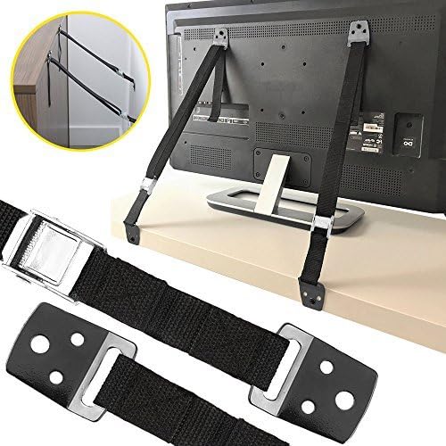 Anti-Tip Safety Straps Kit - TV And Furniture Wall Anchor | Baby-Proof and Earthquake-Proof From Tipping | All Mounting Hardware Included | Free Corner Protection Guards (2 Pack)