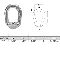 Vista 3 de 2 PC 3/8 "Anillo de tuerca de ojo roscado oval elevación marina forjado estilo SS T316 WLL 1,160 LBS Cap