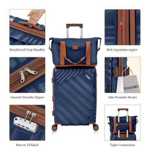 Image of 6 piece Luggage Set Expandable Suitcase 22x14x9 Airline Approved Carry on, ABS Hard Case Suitcases with Spinner Wheels, TSA Lock, (DarkBlue)