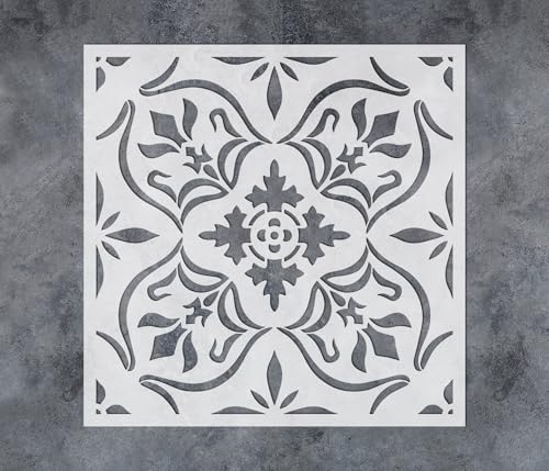 Image of GSS Designs Reusable Large Tile Stencil 12x12Inch Floor Stencils for Painting Walls Floors Concrete and Patio Modern Tile Decor