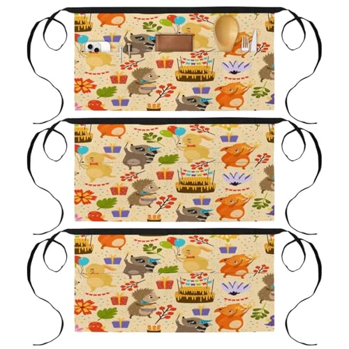 Tablier court de cuisine avec 3 poches pour serveuse restaurant et bistrot