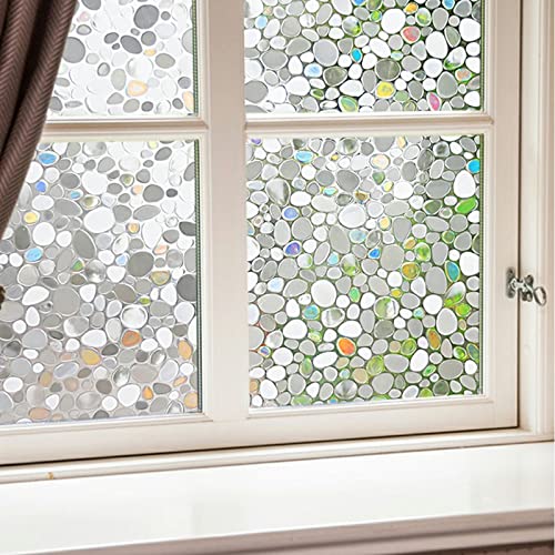 Window Film, Vinyl Clings, Stained 3D Decorative Stickers For Glass, Static Door Window Covering, Tinted Window Decals, Frosted Privacy,Pebble 17.7X78.7 Inches #TOP22