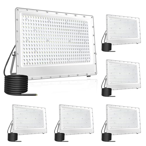 Foco LED Exterior 400W,Fosingut 6500K Blanco Frío Focos LED Interior,588 LEDs IP65 Impermeable Proyector LED Exterior,40000LM Superbrillante Lampara Pared para Jardín,Garaje,Patios,Parque,Terraza-6PCS