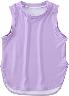 Tops Largos con Encaje Niños Niñas Verano Deportivo Color Sólido Tank Tops Split Dobladillo Redondo Camisas sin Mangas Para Gimnasio Yoga Correr Traje Azul Hombre