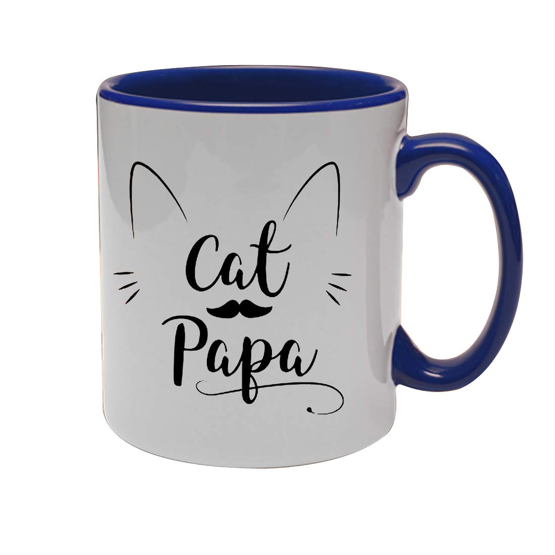 Khakee Printed Designer Cat Papa Theme for Ceramic Coffee Mug (325 ml)