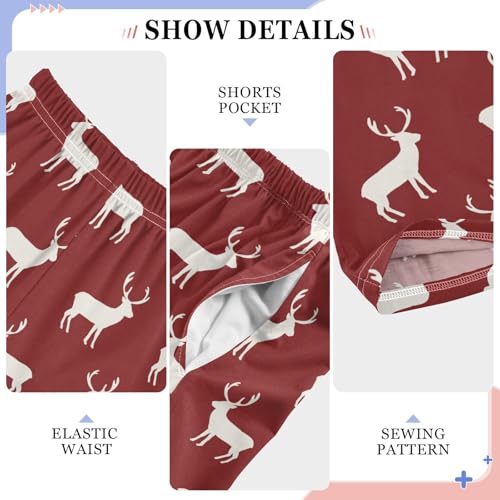 ZZXXB Moose Happy New Year Boys Long Pants Soft Trousers Elastic Waist Kids Lounge Bottoms with Pockets S-XL4