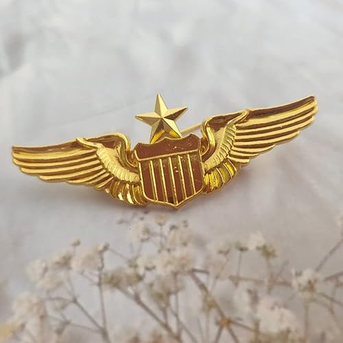 Miniatura 4 de Pin de las alas del aviador del metal, Pin de la etiqueta de la insignia del piloto del ala del oro del piloto de la
