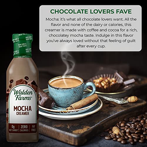 Walden Farms Mocha And Hazelnut Creamer 12 Oz Bottle, Fresh & Flavorful, Vegan, Paleo And Keto Friendly, Non-Dairy Milk Substitute, 0G Net Carbs - For Hot/Cold Coffee, Tea, Smoothies, Shakes And More #TOP1