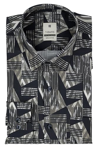 Image of 7-DAYS Men's Premium Formal Printed Shirt - 100% Cotton, Regular Fit, Full Sleeves, with Pocket - Stylish for Special Occasions.