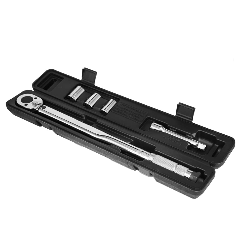 Juego de Llave Dinamométrica de 1/2 ", 28-210Nm, Kit Llave Reparación Automóviles Confiable, Fácil Sostener para Apretar Neumáticos, Material Acero