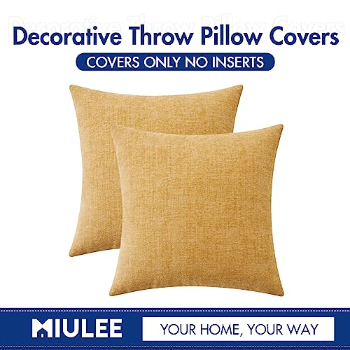 Image of MIULEE Pack of 2 Couch Throw Pillow Covers 20x20 Inch Soft Gold Chenille Pillow Covers for Sofa Living Room Spring Home Decor Couch Solid Dyed Cases