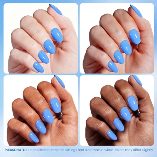 Image of Beetles Blue Gel Nail Polish - Azure Gleam 15ML Full Size /0.51Fl Oz, HEMA-Free Bright Neon Blue Gel Polish,Soak Off UV LED Lamp Nails Art, Manicure Salon DIY Neon Nails