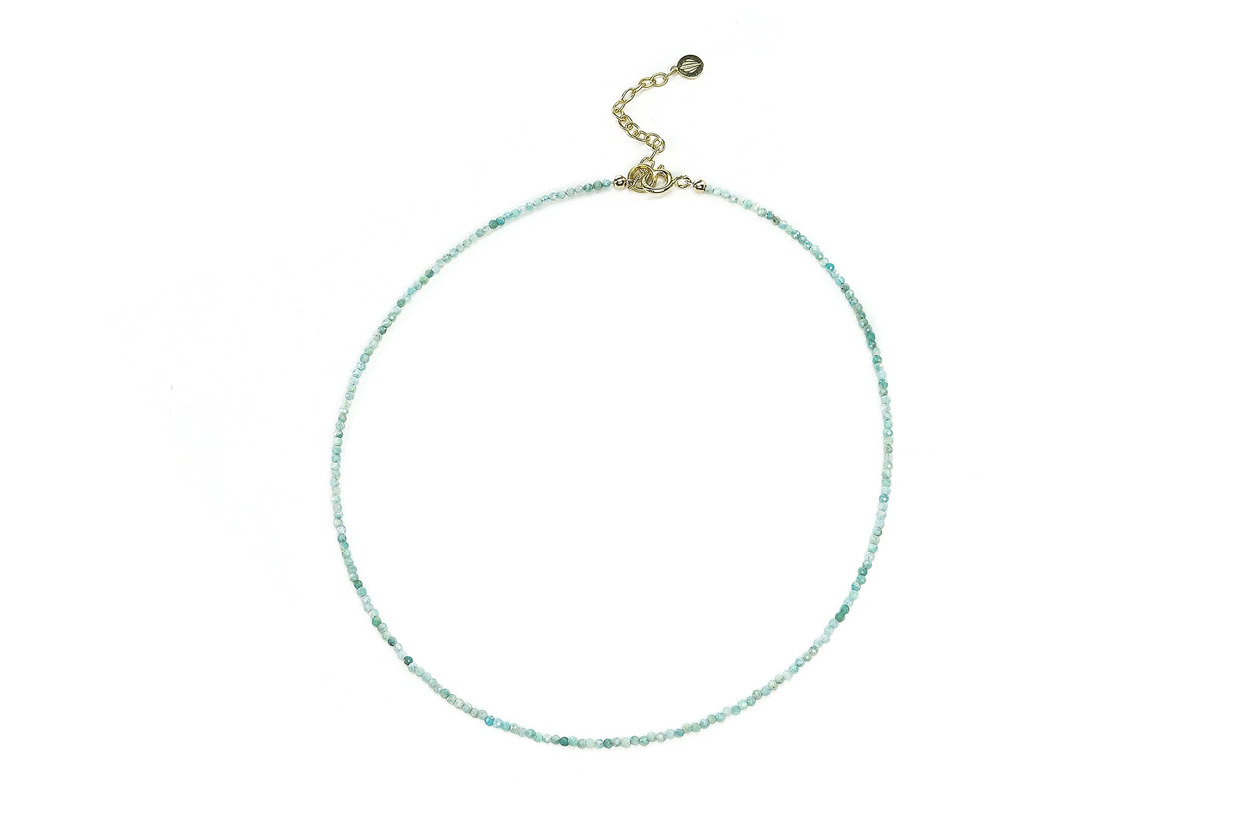 Collier de perles bleues délicates amazonite 2mm avec fermoir en or minimaliste
