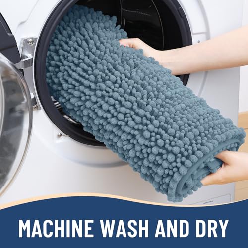Image of Arotive Luxury Bathroom Ruuner Rugs 47x24, Extra Soft Thick Absorbent Shaggy Chenille Bath Rugs, Machine Wash Dry, Bath Mats for Bathroom Floor, Tub and Shower, Home Decor Accessories, Smoky Gray