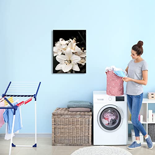 Canvas Wall Art Floral Bloom Blossom Close Up Pictures Modern Wall Decoration Black And White Lily Flower Poster Pictures For Bedroom Wall Decor Framed Canvas Wall Art For Living Room Size11.5 X 15 Inch Kitchen Wall Decor A-225 #TOP4