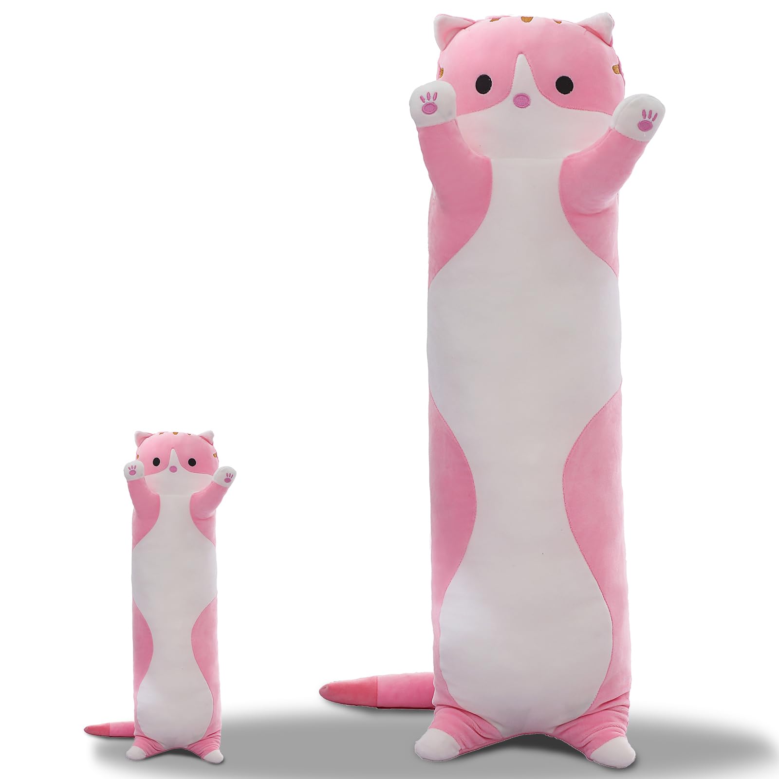 Cute Cat Plush Long Body Pillow Soft Cartoon Stuffed Animal Doll Kawaii Cat Plushie Cuddle Toy Gift for