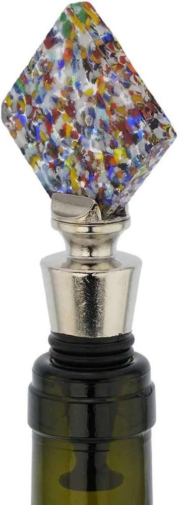 Glass Of Venice Murano Glass Multicolor Diamond Bottle Stopper