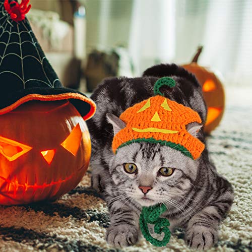 Legendog Cat Halloween Costume Handmade Pet Pumpkin Hat Halloween Apparel for Cats Puppy Small Dogs - Thumbnail 3