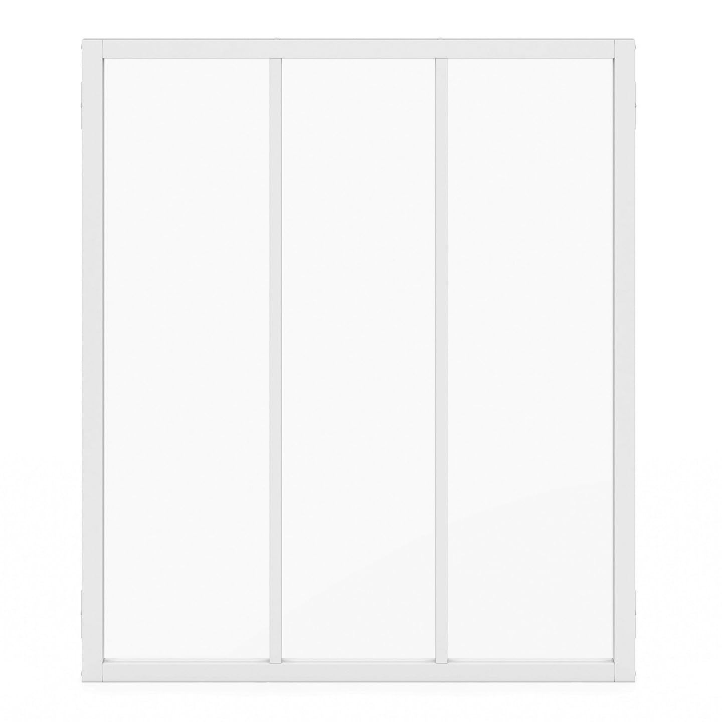 IDMarket - Verrière Atelier 3 vitrages L. 93 x H. 108 cm en métal Blanc et Verre trempé