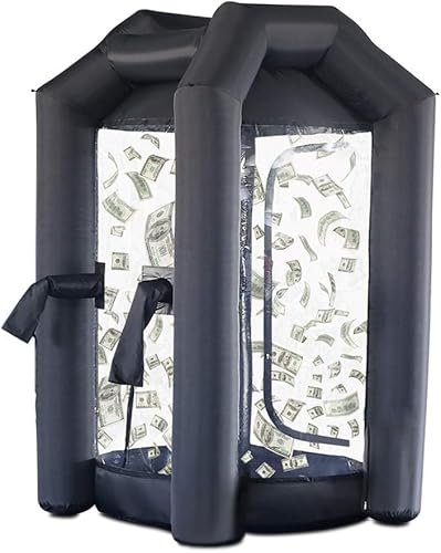 SAYOK Cabina inflable de dinero con soplador de aire para eventos, promoción (negro, 4.92 pies x 4.92 pies x 8.2 pies)