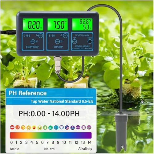 Tester intelligente per la qualità dell'acqua 7 in 1, misura l'umidità temporanea PPM PH ORP EC CF, analizzatore WiFi per acquari, piscine, laboratori di acqua potabile, idroponica