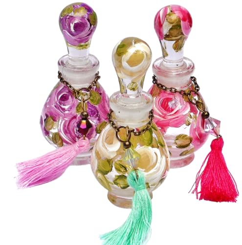 Hand-Painted Miniature Glass Perfume Bottles with Stopper Cap - Charming Floral Decor for Vanity - Elegant Gift Set Options - Image 6