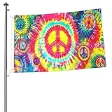 Tie Dye Peace Flag 2x3 Ft Outdoor Indoor With Grommet Rainbow Color Hippie Flag Garden Yard Banner Decorative Sign