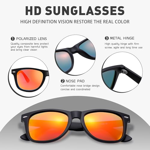 Image of Sunglasses Men, Square Polarized Sunglasses for Mens & Womens, Trendy Retro Sun Glasses Driving Fishing UV Protection
