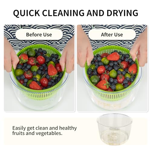 Compact Salad Spinner with Washing Basket and Serving Bowl - Image 5