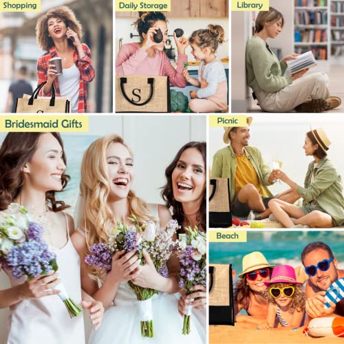 Topeast Jute Tote Bag With Zipper, Initial Beach Bag With Inner Pocket And Adjustable Strap, 30Th 40Th 50 30Th 60Th Birthday Gifts For Her, Personalized Bags For Women Picnic Beach Holiday Travel, V #TOP6