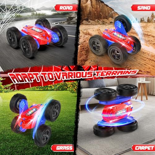 Remote Control Car, Double-Sided 360 ° Flipping Rotating RC Car, RC Stunt Car with Colorful LED Lights, 4WD RC Toy Car for Boys Age 8-12 and Boys Girls Birthday Present - Image 6