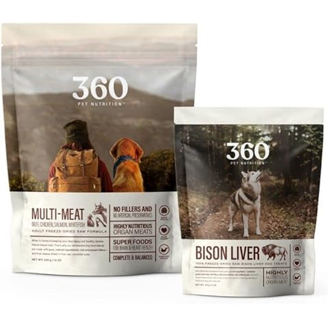 360 Pet Nutrition Freeze Dried Raw Complete Meal for Adult Dogs, High Protein, Omega 3's, No Fillers, Made in The USA + Bison Liver Treat Cover
