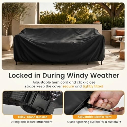 KHOMO GEAR - Patio Table & Chair Set Cover - Durable and Water Resistant Outdoor Furniture Cover (108”L x 82”W x 25”H) by KHOMO GEAR - Image 5