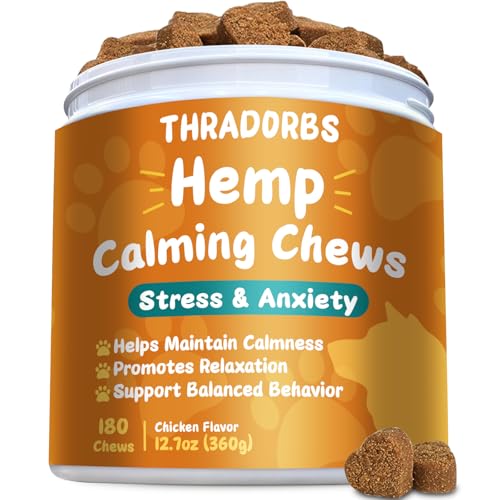 Hemp Calming Chews for Dogs - 180 Counts Dog Calming Chews - Anxiety Relief Treats for Dogs - Dog Supplements for Separation, Thunderstorms, Stress, Barking, Promote Relaxation (Chicken Flavor)