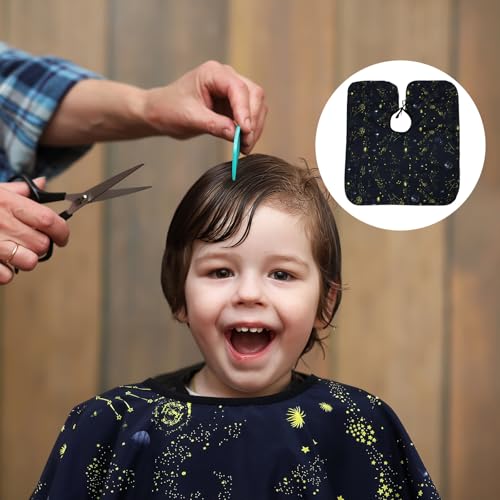 Conjunto de 3 capas impermeables para corte de cabello con diseño de cielo nocturno para niños y uso profesional y en casa miniatura 7
