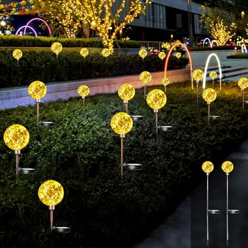 MXJFYY Luces de Jardín con Energía Solar, 2pcs Luces de Estaca de Globo con 20 LEDs, luces solares para jardín con Luces Decorativas Al Aire Libre Para Iluminación de Jardín, Patio e Sendero